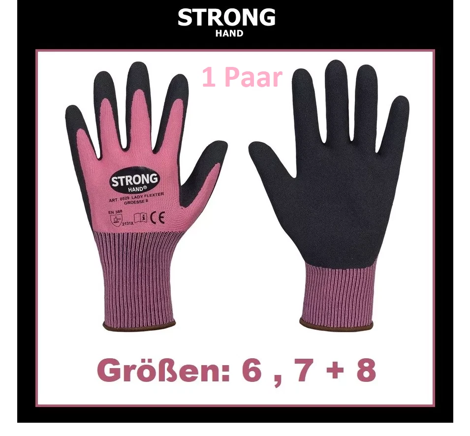 1 Paar STRONGHAND LADY Arbeitshandschuhe Montagehandschuhe Damen Gr. 6 , 7, 8