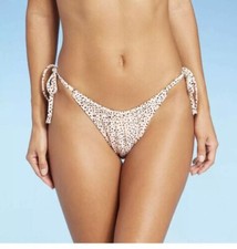 Xhilaration Women  s Bikini Bottom Swim Tie Side Cheeky Polka Dot Large 8 10 New