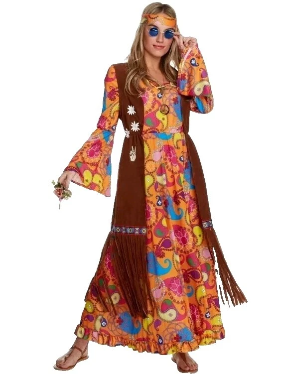 Hippie multicolor talla XL disfraces para mujeres