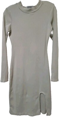 Young Fabulous And Broke Dress Womens Medium Pale Green Ribbed Knit Fitted Slit