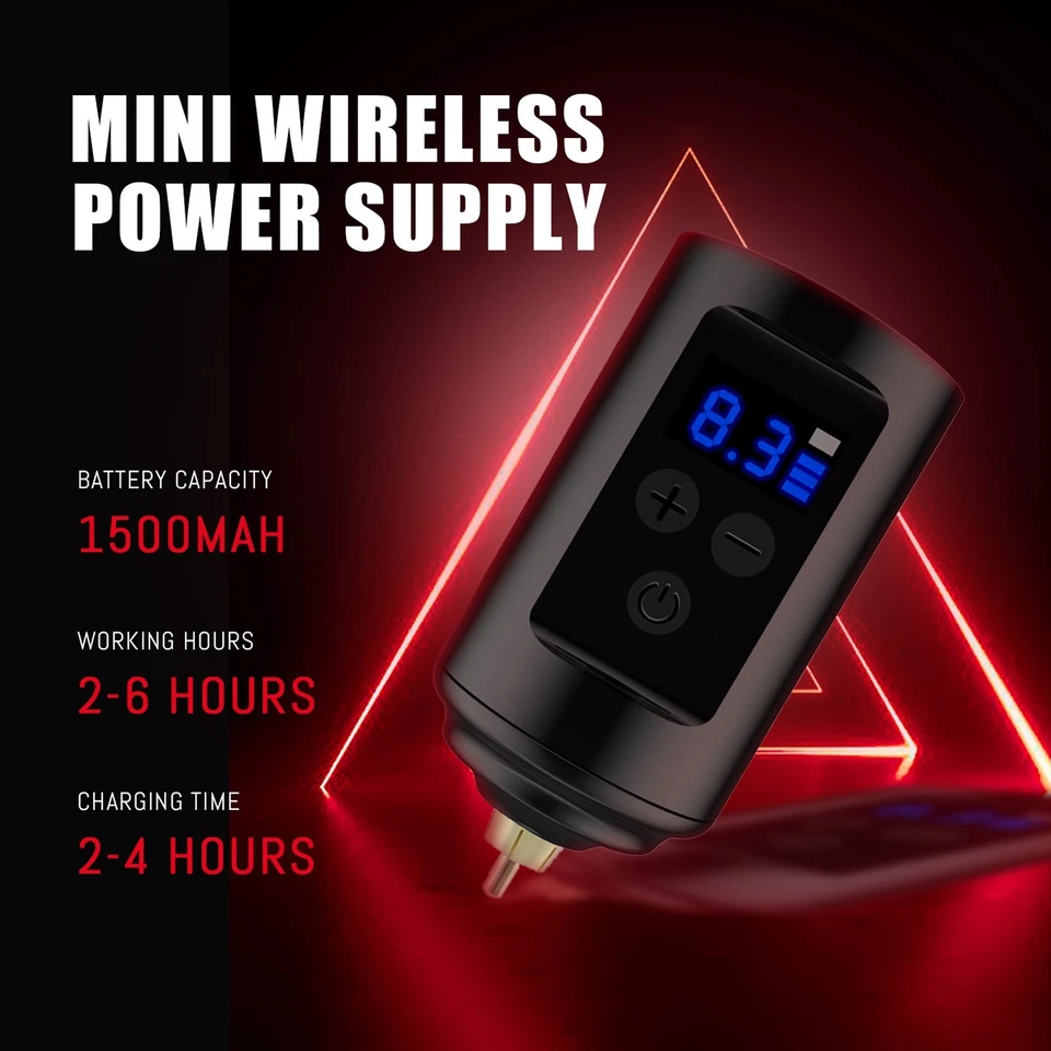 Tattoo Kit Complete Wireless Pen Machine with Power Supply Needles Ink Paper - image 4 of 4