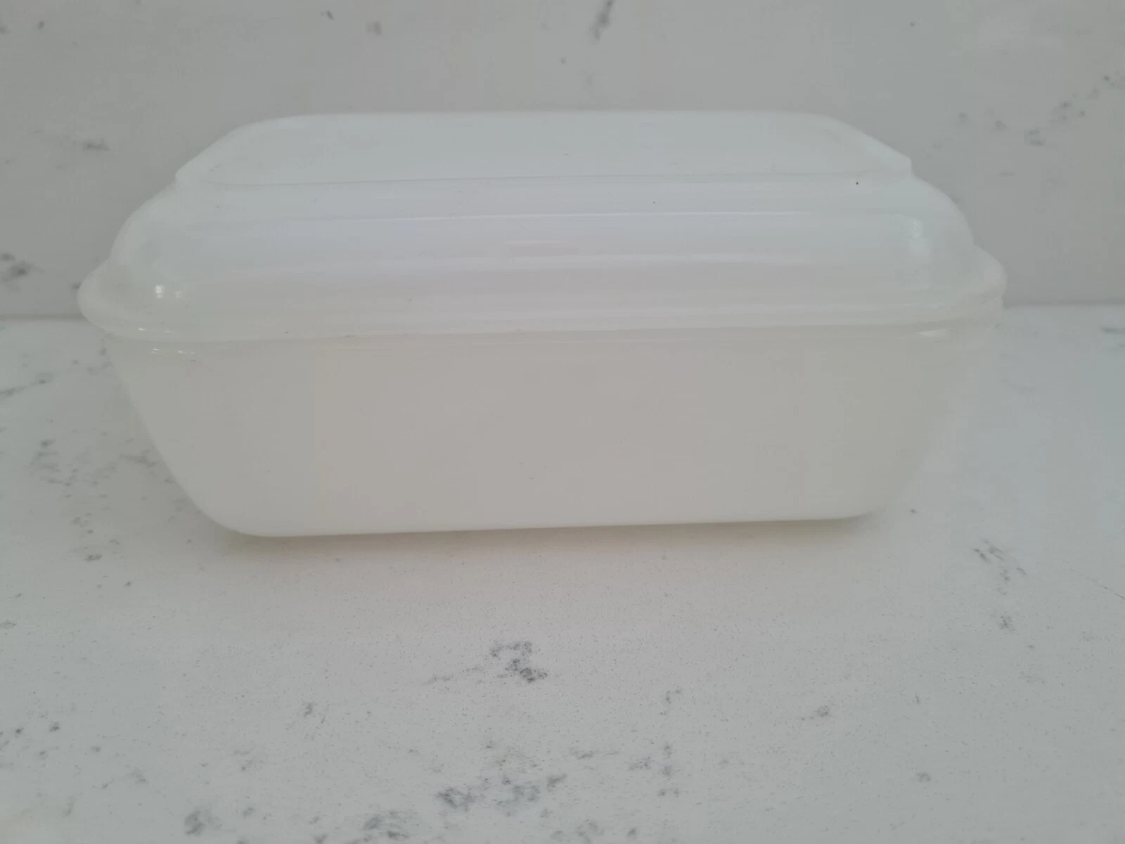 Vintage Arcopal France Butter Dish Milk Pressed Glass With Lid Vgc
