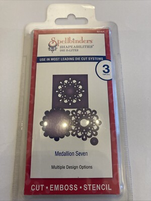 Spellbinders Shapeabilities Die D-Lites Cut Emboss Schablone Medallion Seven 3 Stück