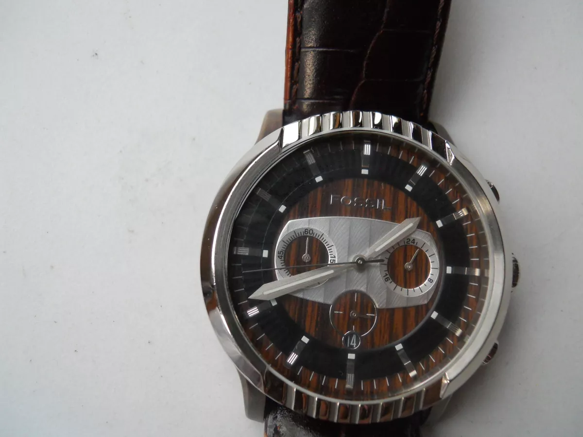 Fossil Chronograph men s brown leather quartz battery w.resistant