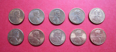 USA GELAUFEN VON 10 SEHR SAMMLERSTÜCKEN VINTAGE LINCOLN ONE CENT MÜNZEN 1990D - 1999D