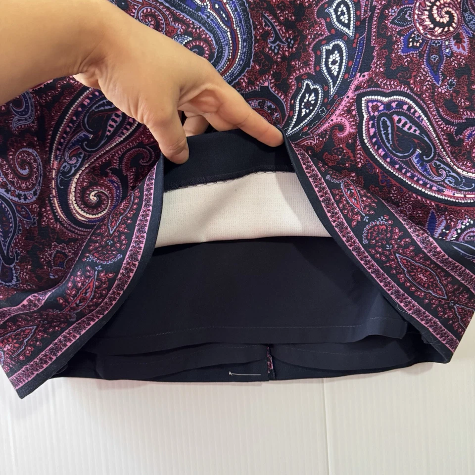 NUEVA FALDA TALBOTS Borgoña Línea A Estampado Paisley Completamente Forrada Talla 12 Pequeña Foto 3 de 4