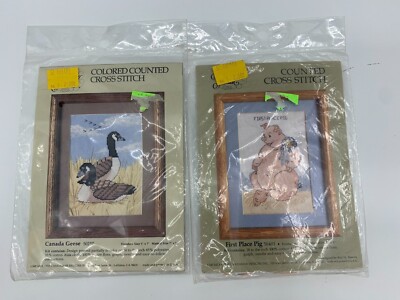 (2) Candamar Designs Something Special Counted Cross Stitch Kit  - Geese & Pigs