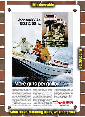 Metal Sign - 1974 Johnsons V 4s 135 155 85 Hp More Guts Per Gallon - 10x14''