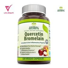 QUERCETIN WITH BROMELAIN 120 VEGGIE CAPS HERBAL SECRETS ANTIOXIDANT INMUNE SUPP