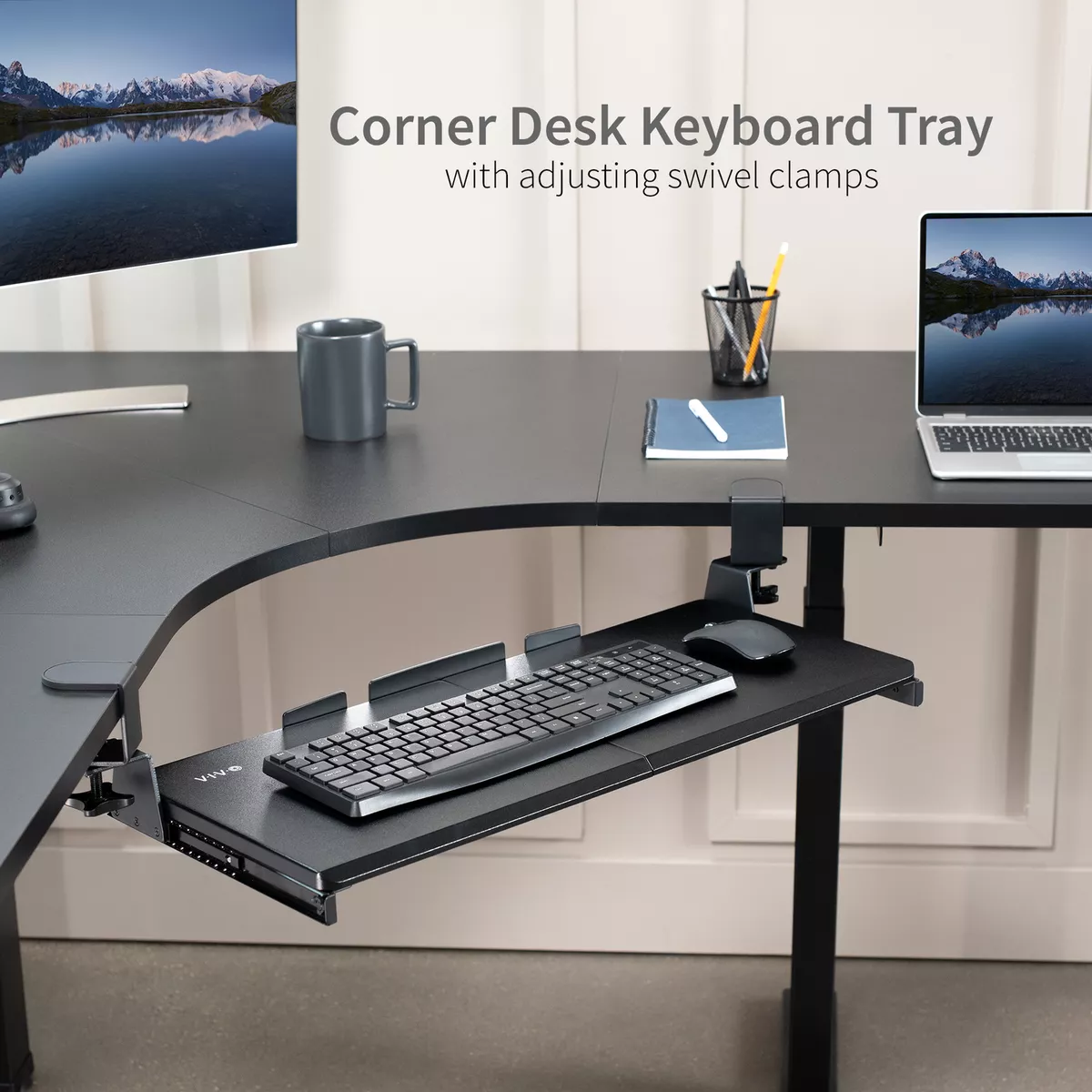 Corner desk keyboard sale tray