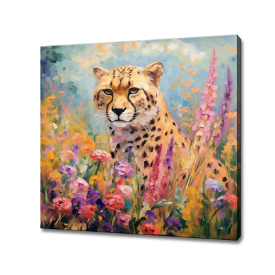 Gepard Wildkatze bunter Leinwanddruck Wandkunst Tier Haustier Bild Geschenk