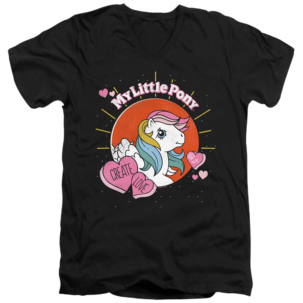 T shirt scollo a V My Little Pony slim fit crea amore maglietta nera