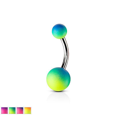 Navel Ring Two Tone Rubber Coated 316L Surgical Steel Belly Bar