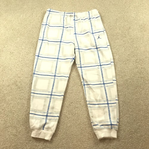 Air Jordan Sweatpants Joggers Mens XL Holiday Plaid FV7462-100 White Blue