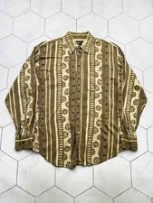 Vintage Valentino Men  s Abstract Striped Button Up Shirt Size L Made In Italy