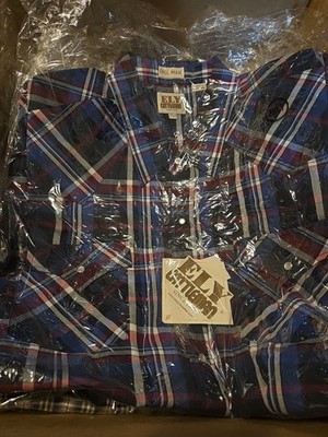 Ely LS Country Western Snap Shirt 3XL Tall Red White Blue 3XLT Ariat NWT