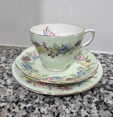 Antique EB Foley 1850 Bone China Tea Cup Trio Set- Made In England