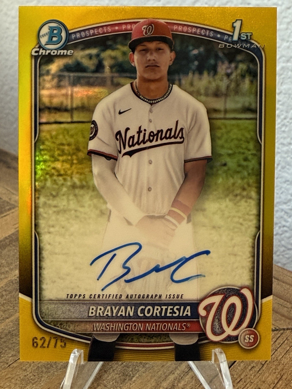 2025 Bowman Chrome Brayan Cortesia Chrome Prospect On Card Auto 1st Yellow /75