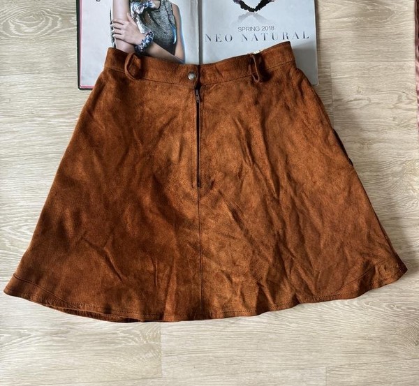 Women Daniel Hechter Skirt Brown Suede 36 / S / 44