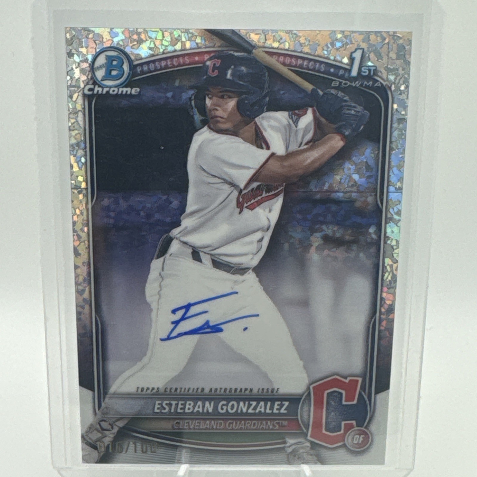 2025 Bowman Chrome 1st Bowman Mini Diamond Refractor Auto Esteban Gonzalez /100