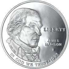 1993 S James Madison Bill Of Rights Proof Commem 90% Silver Dollar See Pics P287