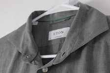 Eton Contemporary Shirt Mens 16 / 41 Gray Solid Long Sleeve Button Up Cutaway