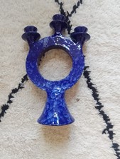 Bougeoir tamegrouite céramique marocaine bleu 
