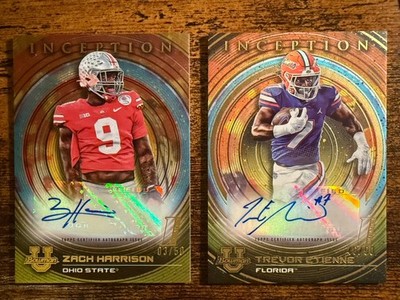 Trevor Etienne/Zach Harrison 2022-23 Bowman U Inception Auto /50 - 2-Card Lot