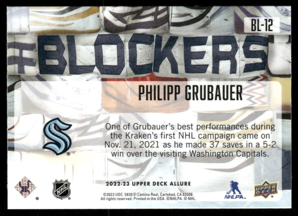 2022-23 Upper Deck Allure #BL-12 Philipp Grubauer Blockers - Image 2 of 2