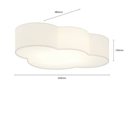 Euluna Deckenlampe Deckenlampe Lampe Leuchte Wohnzimmer Cloud Textil 62cm w670