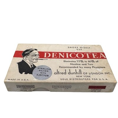 1940's Vintage Dunhill DeNicotea Sterling Silver Cigarette Holder Filter In Box