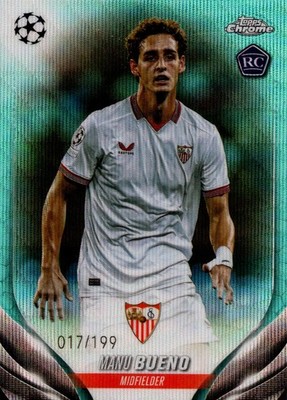 2023-24 Topps Chrome UCC #122 Manu Bueno Rookie 017/199 Aqua Wave RC
