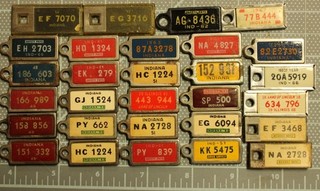 Large Group (29) of Indiana License Plate DAV Tags Late 1940s Forward Shlf4 2