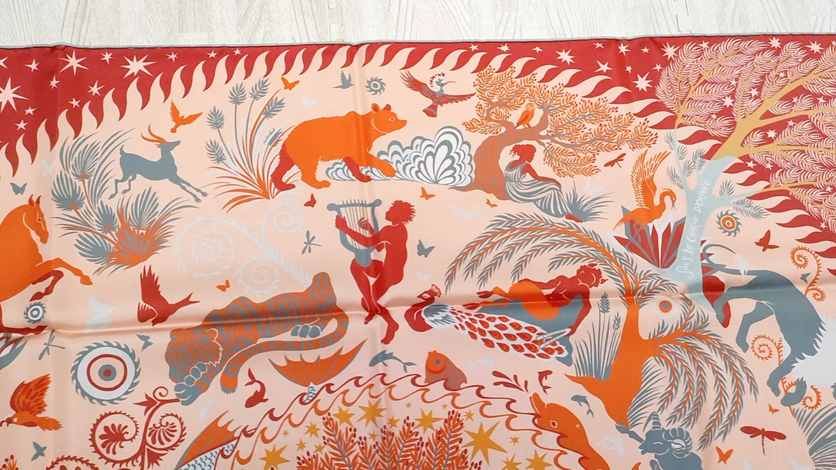 New HERMES Double Face Carre 90 Sous le Charme d'Orphee Silk Scarf