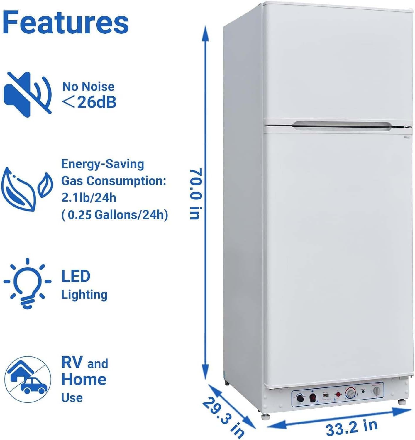 SMAD Propane Refrigerator with Freezer 13.4 cuft for Kitchen Garage RV Off-Grid