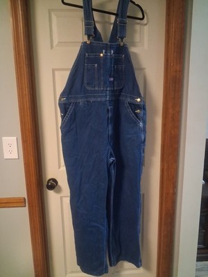 Big Smith Bib Overalls Men's 42x32 Blue Denim Made in USA Vintage Carpenter Work