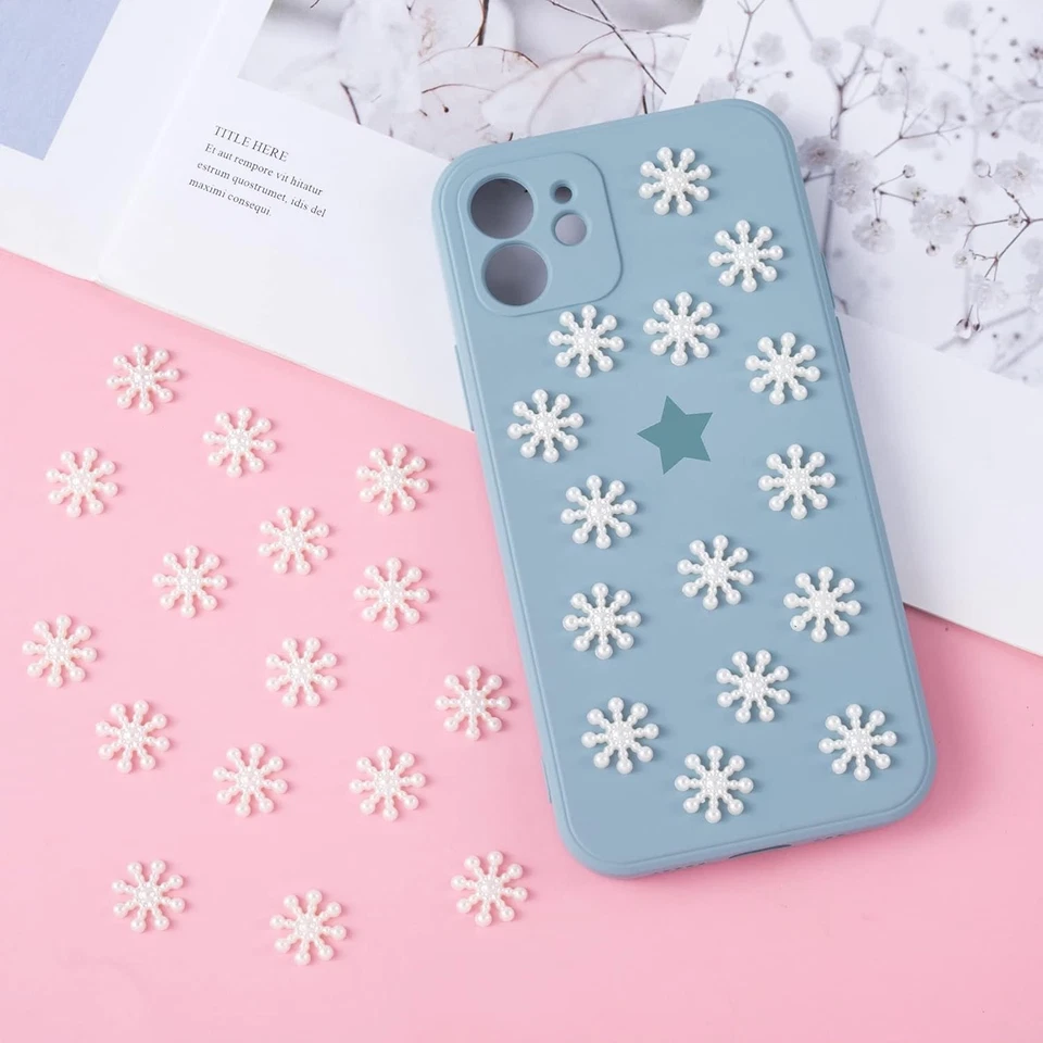 Guirnalda blanca de copos de nieve de Navidad con brillo pequeño ABS similar a una perla Foto 4 de 4