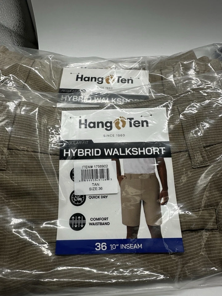 Pantalón corto híbrido Hang Ten para hombre entrepierna de 10" talla 36 azul o tostado TÚ ELIGES NUEVO CON ETIQUETAS Foto 4 de 4