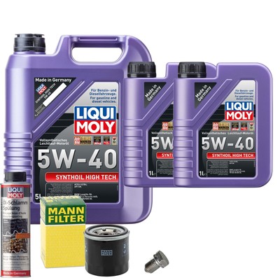 Motoröl 5W40 LIQUI MOLY 7L+MANN Ölfilter+Ölschlammspülung+Ölablassschraube