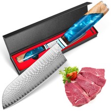 Damast Santoku-Messer Küchenmesser Kochmesser aus Damaststahl Sushi-Messer