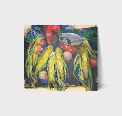 Oil painting Corns Ukrainian painter canvas Unframed original Decor still life