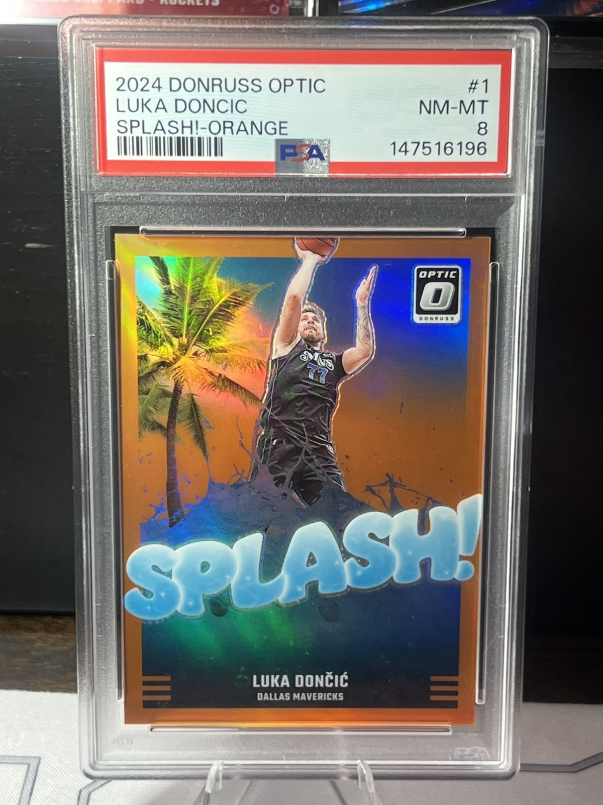 2024 PANINI DONRUSS OPTIC SPLASH! ORANGE #1 LUKA DONCIC 17/39 PSA 8