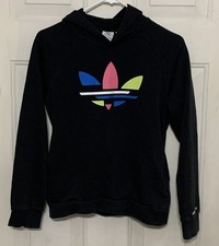 Adidas Boys Hoodie Youth L Trefoil Circle Sweatshirt Black Adicolor Skater