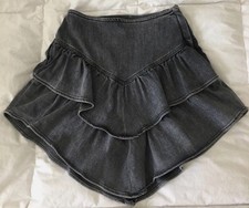 MOTHER Denim The Ruffle Digging Up Dirt Mini Skirt Black Gray Size 30