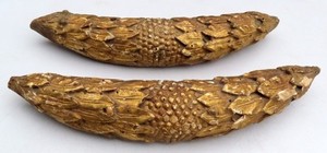 Antique pair European carved gold leaf wood swag decoration