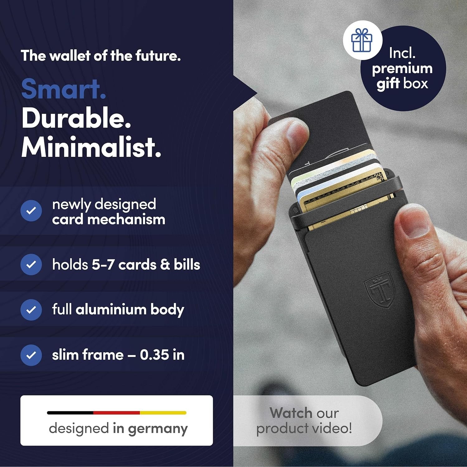 TRAVANDO SLYDE Aluminum Card Holder - RFID Blocking Slim Wallet for Men with ...