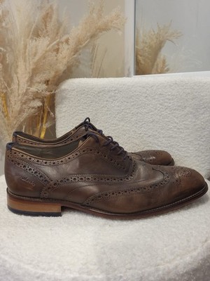 Clarks Tor Hamble Oak Brogue Schuhe in dunkelbraunem Leder Größe 10 Weite Passform G