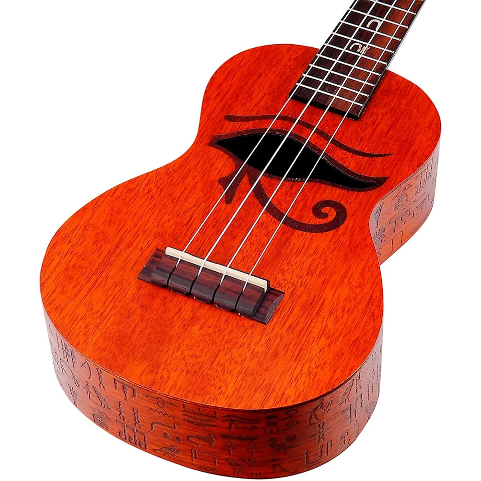 Mahalo 艺术家精英激光雕刻法老音乐会尤克里里带包法老图案 — 第 3/4 张图片