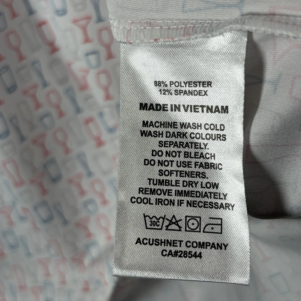 FootJoy Performance Golf Polo Shirt Men Medium White Red Wine Glass AOP - Image 3 of 4