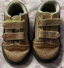 Vans Baby Girl Pink Glitter Sneakers Size 5.5 Adjustable Straps